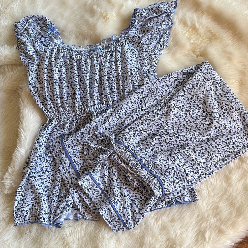 Amanda Paige Sleepwear size S soft cotton pajama set polka dot ruffle detail